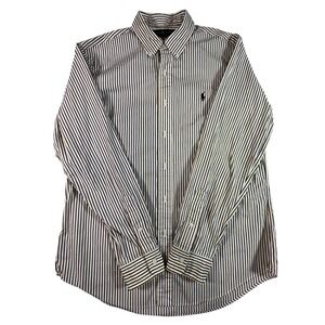 Ralph Lauren Custom Fit Striped Button Down Shirt Mens L Yellow Black White